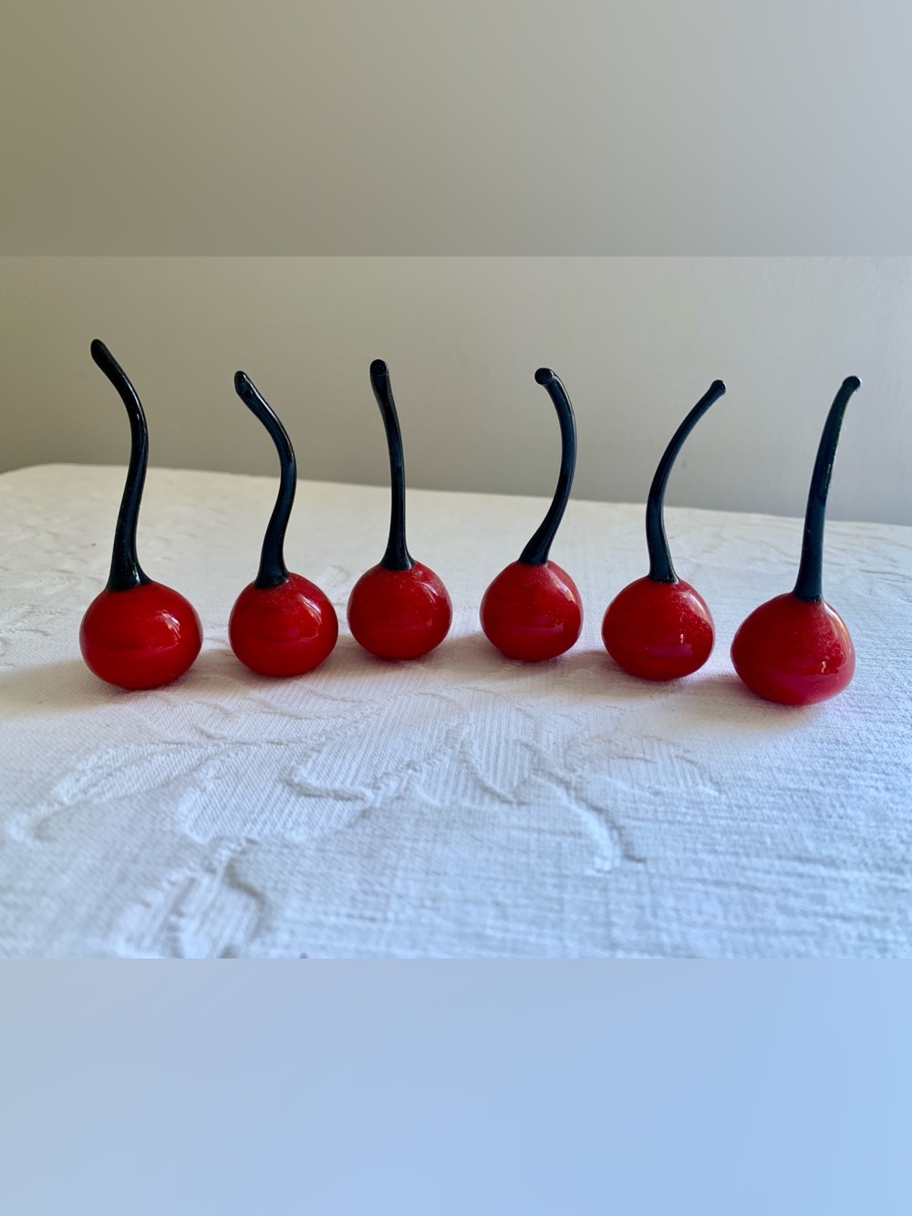 Vintage Murano Glass Cherry Lot Of 6